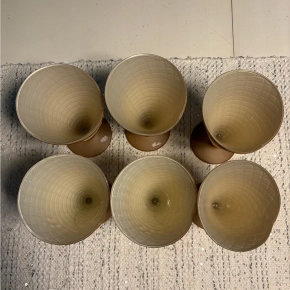 6 Pcs Vintage Bormioli Rocco Gelato Dessert Bowls waffle cones Made in Italy NEW - Picture 2 of 8